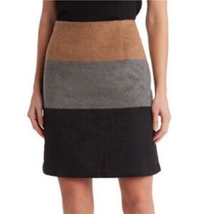 Amanda & Chelsea wool Color Block pencil Skirt
